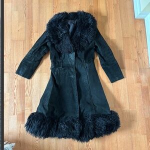 Vintage Leather Fur Penny Lane Coat Size 10